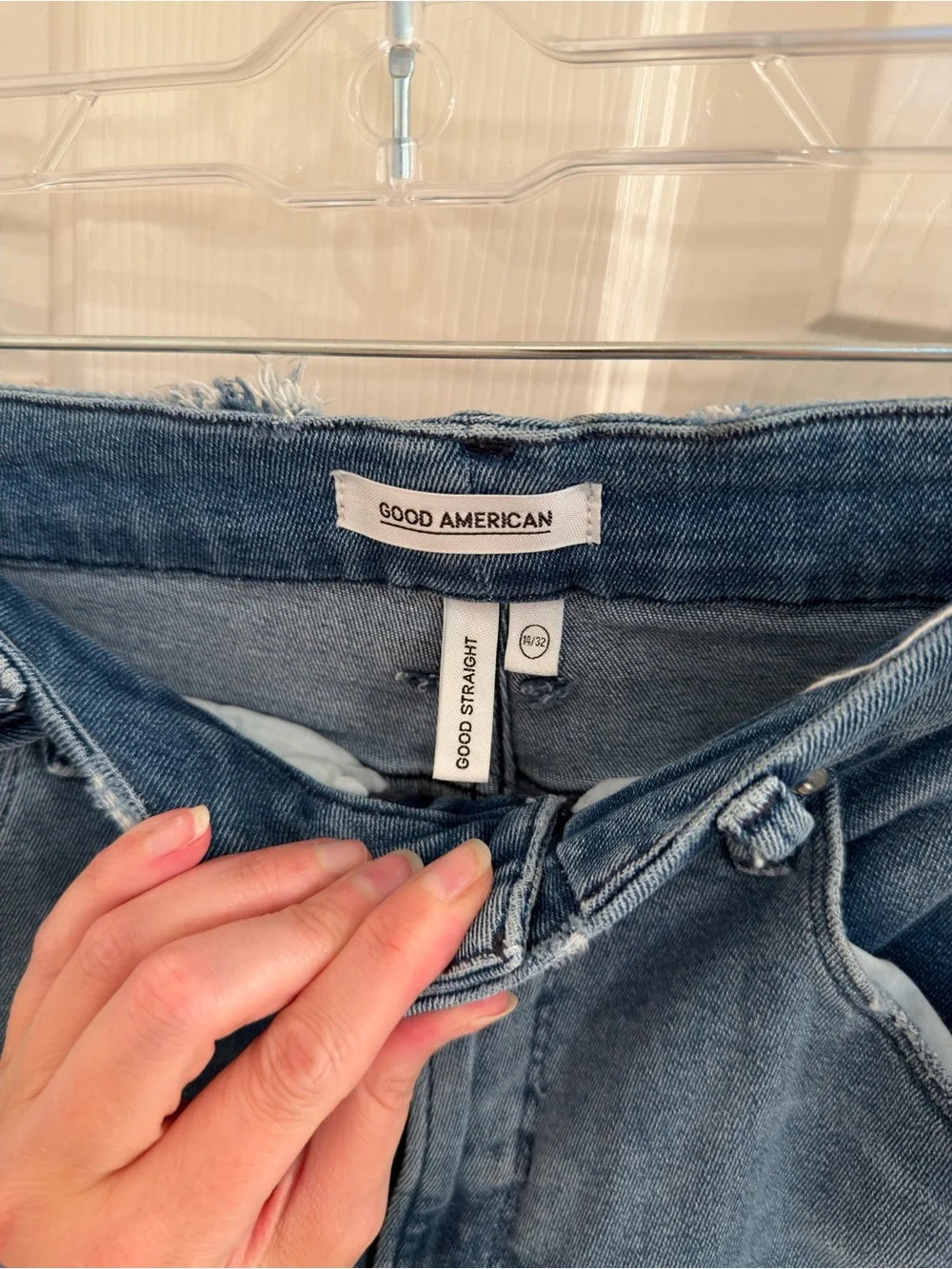 Good American Distressed Good Legs Straight Jean